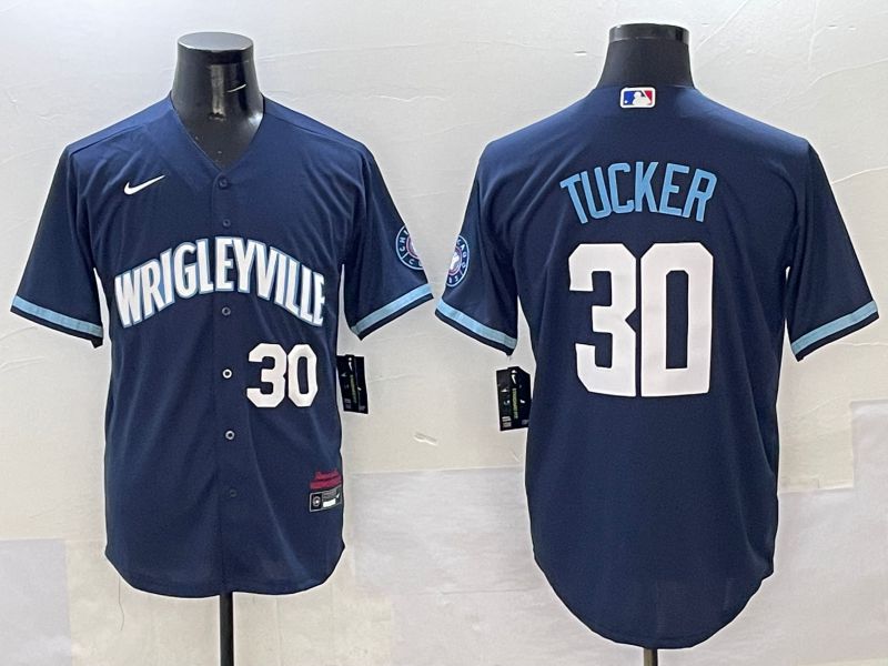 Men Chicago Cubs #30 Tucker Dark Blue City Edition 2025 Nike MLB Jersey style 2